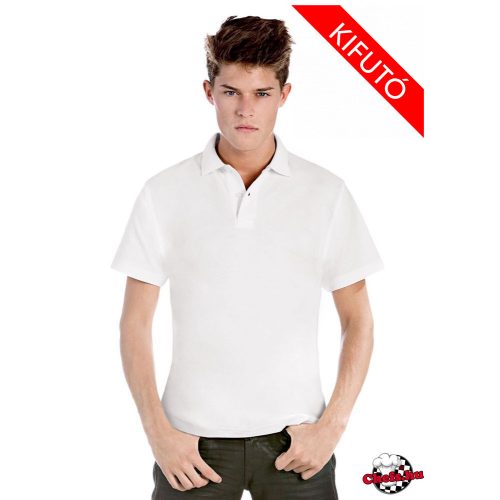 Biele bavlnené tričko s golierom 180 g