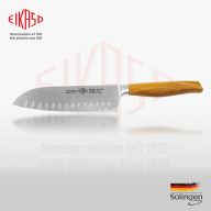 EIKASO SANTOKU KÉS OLÍVFA NYÉLLEL  , BORDÁZOTT – 20 cm