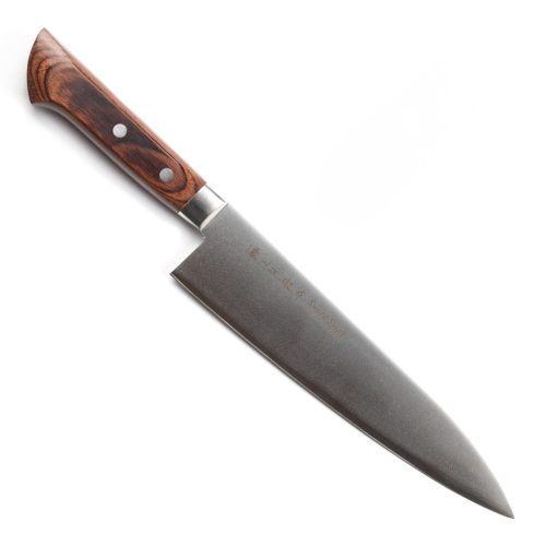 Satake Noushu Masamune Saku Shirogami 21 cm Gyuto séfkés mahagóni markolattal