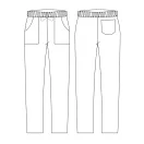 Vékonycsíkos, rávartzsebes, gumisderekú szakácsnadrág