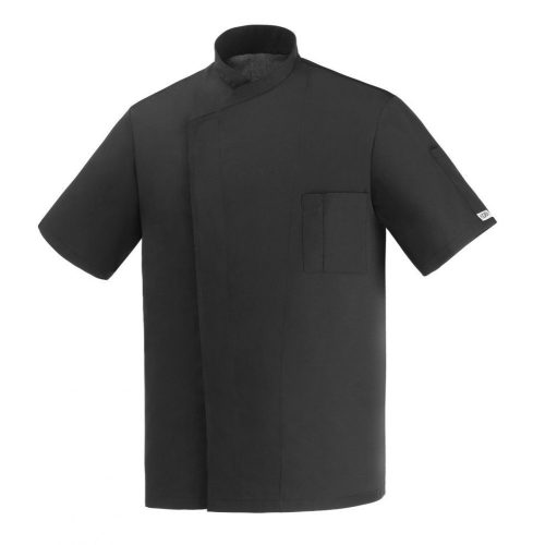 Čierny kuchársky kabát s krátkym rukávom a patentom - ICE COOL
