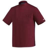   Szakácskabát - bordó, rövid ujjú, patentos, ICE-COOL anyagból