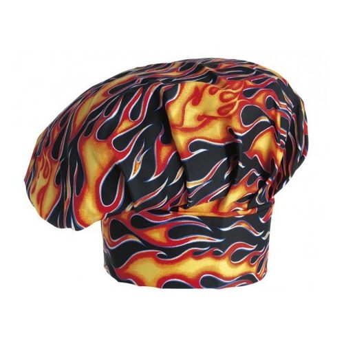 Kuchárska čiapka so vzorom plameňa