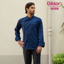 EMANUEL - sötétkék, díszpatentos szakácskabát