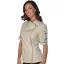 Natur színű patentos rövid ujjú női szakácskabát paszpól díszítéssel