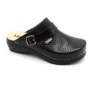   LEON Confort női bőr klumpa csúszásmentes talppal - fekete színben