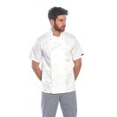 Szakácskabát - fehér, rövid ujjú, kétsoros patentos