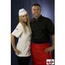 Szakácskabát - fekete, rövid ujjú, gombos