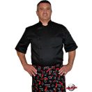 Szakácskabát - fekete, rövid ujjú, gombos