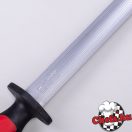 Dick 30cm-es, ovális fenőacél, piros-fekete nyéllel - normál huzagolás