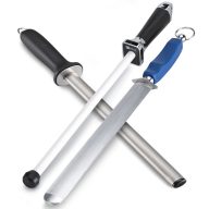   TAIDEA Fenőacél készlet | 3 db-os | Fenőacél - lapos (30 cm) + Gyémánt élezőrúd - ovális (30 cm) + Kerámia élezőrúd (30 cm)