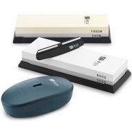   Fenőkő készlet | ELITE TOP | #240/1000 + #3000/8000 | 2 db kétoldalú fenőkő + Élszögtartó + Gyémánt fenőkő síkoló