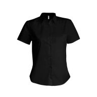 Női fekete rövidujjú blúz - streccs puplin