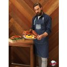 Kontrasztos, indigókék, melles kötény