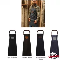   Négyféle színállásban kapható farmer, víztaszító, melles kötény, Black/Tan denim