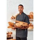 Fekete farmer rövid ujjú szakácskabát -cipzáros záródás